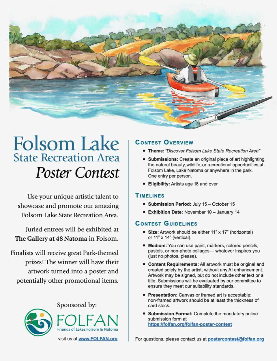 FOLFAN Poster Contest 2026 - Discover Folsom Lake State Recreation Area FOLFAN Poster Contest 2026 - Discover Folsom Lake State Recreation Area
